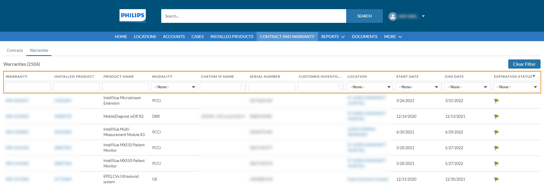 CS Portal Warranties Philips