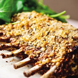 Roasted rack of lamb with a macadamia crust