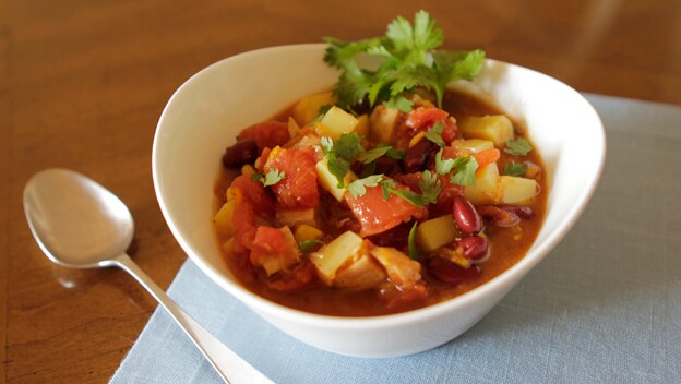 Spiced chicken stew with sweet potatoes