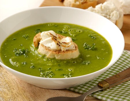 Green Pea Soup With Goat'S Cheese Crostini