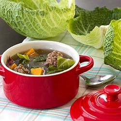 Cabbage and meatballs soup